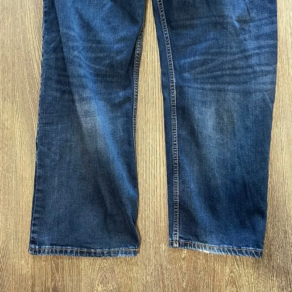 Levis Signature Straight Jeans Mid Rise Whisker Denim Dark Wash Blue Size 40x32